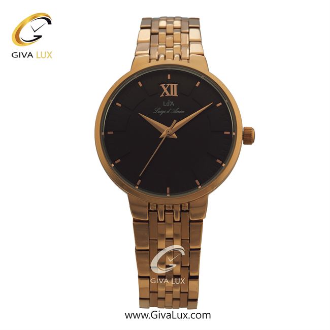 ساعت مچی اورجینال زنانه LdA | لوئیجی د آنا | Luigi d'Ana رزگلد | رزگلد| مشکی| کد رفرنس 2405